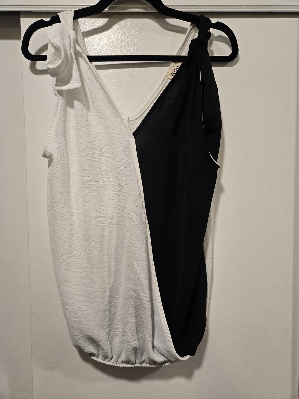 BiBi Black & White Halter Tie-Neck Tank Top - Picture 7 of 8